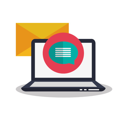 Laptop and envelope icon. digital marketing media and ecommerce theme. Colorful design. Vector illustrationのイラスト素材