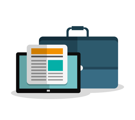 Tablet and suitcase icon. digital marketing media and ecommerce theme. Colorful design. Vector illustrationのイラスト素材
