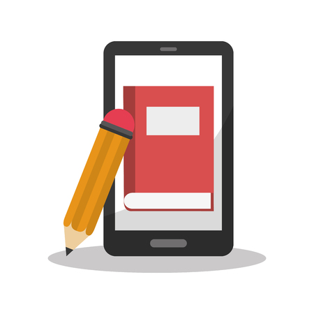 Smartphone and book icon. digital marketing media and ecommerce theme. Colorful design. Vector illustrationのイラスト素材