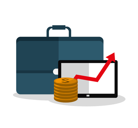 Tablet and suitcase icon. digital marketing media and ecommerce theme. Colorful design. Vector illustrationのイラスト素材
