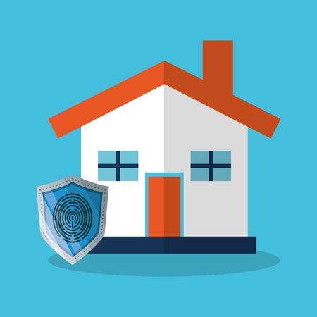 House and shield icon. Security system warning and protection theme. Colorful design. Vector illustrationのイラスト素材