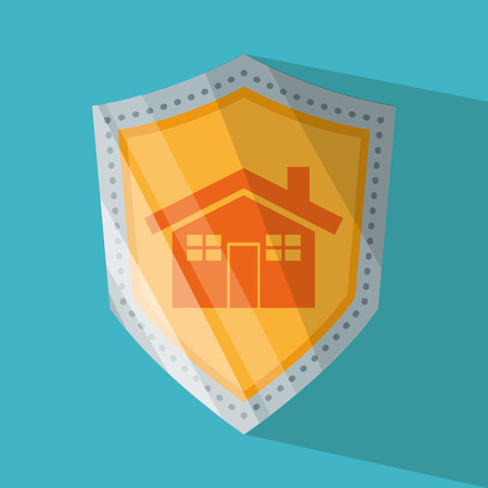 House and shield icon. Security system warning and protection theme. Colorful design. Vector illustrationのイラスト素材