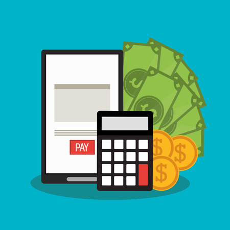 Invoice document and smartphone icon. Business finanace payment and tax theme. Colorful design. Vector illustrationのイラスト素材