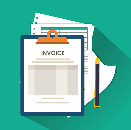 Invoice document and pen icon. Business finanace payment and tax theme. Colorful design. Vector illustrationのイラスト素材
