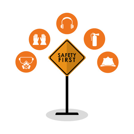 Road sign and icon set. Industrial safety security and protection theme. Colorful design. Vector illustrationのイラスト素材