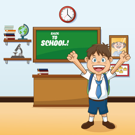 Boy cartoon and blackboard icon. Back to school theme. Colorful design. Vector illustrationのイラスト素材