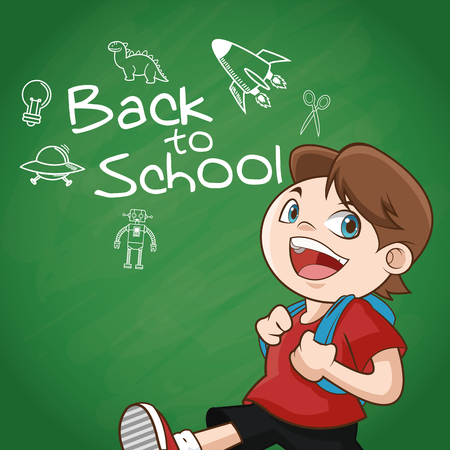 Boy cartoon and blackboard icon. Back to school theme. Colorful design. Vector illustrationのイラスト素材