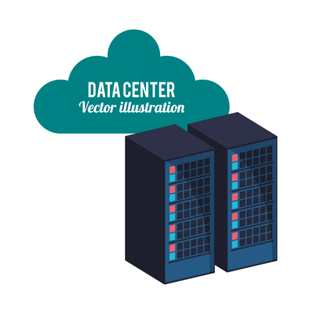 Web hosting and cloud computing icon. Big data center base and information theme. Colorful design. Vector illustrationのイラスト素材