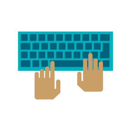 Hands over keyboard icon. Device gadget technology and electronic theme. Isolated design. Vector illustrationのイラスト素材
