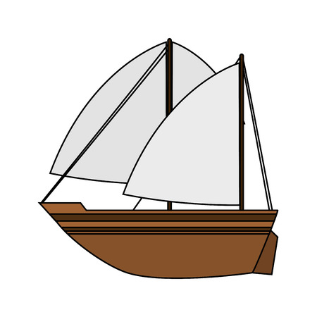 Sailboat icon. Ship nautical marine and summer theme. Isolated design. Vector illustrationのイラスト素材
