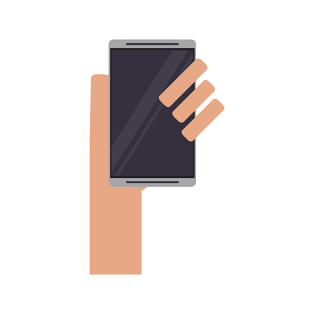 Smartphone and hand icon. Device gadget technology and electronic theme. Isolated design. Vector illustrationのイラスト素材