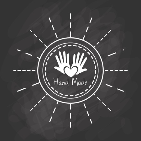 Hand Made label, handmade crafts workshop, vector illustrationのイラスト素材