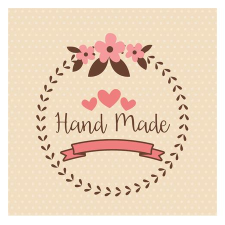 Hand Made label, handmade crafts workshop, vector illustrationのイラスト素材