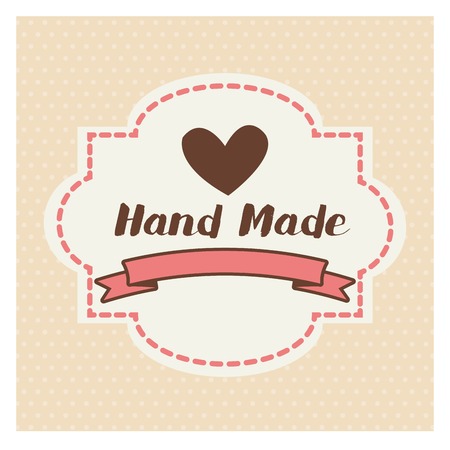 Hand Made label, handmade crafts workshop, vector illustrationのイラスト素材