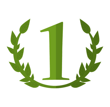 Number one inside wreath icon. Winner competition success price and award theme. Isolated design. Vector illustrationのイラスト素材