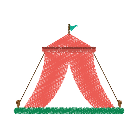 Tent for camping icon. Camp adventure and forest lifestyle theme. Isolated design. Vector illustrationのイラスト素材