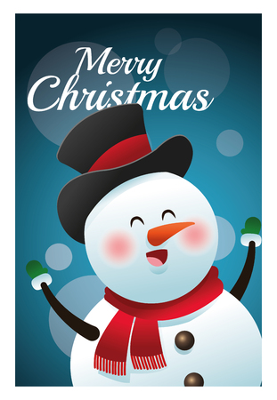 Snowman cartoon icon. Christmas season card decoration and celebration theme. Colorful design. Vector illustrationのイラスト素材