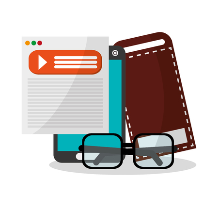 Smartphone and glasses icon. Digital marketing media ecommerce seo and business theme. Isolated design. Vector illustrationのイラスト素材