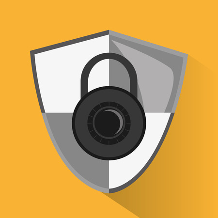 Padlock inside shield icon. Security data and cyber system theme. Colorful design. Vector illustrationのイラスト素材
