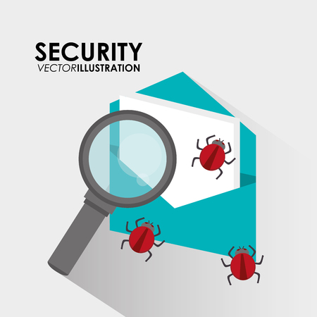 Lupe envelope and bugs icon. Security data and cyber system theme. Colorful design. Vector illustrationのイラスト素材