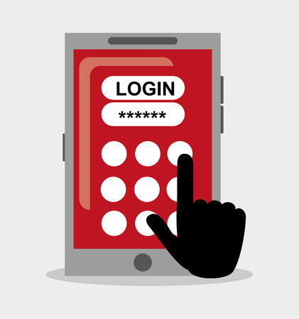 Smartphone and password icon. Security data and cyber system theme. Colorful design. Vector illustrationのイラスト素材