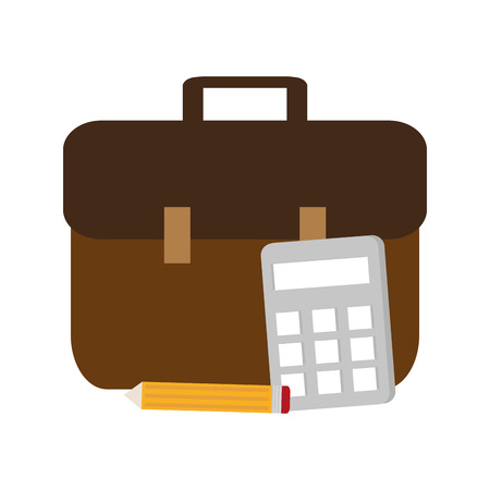 Suitcase calculator and pencil icon. Office workforce business supplies and desk theme. Isolated design. Vector illustrationのイラスト素材
