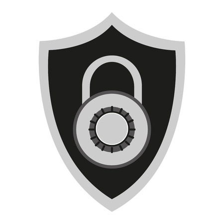 Padlock inside shield icon. Security system warning protection and danger theme. Isolated design. Vector illustrationのイラスト素材