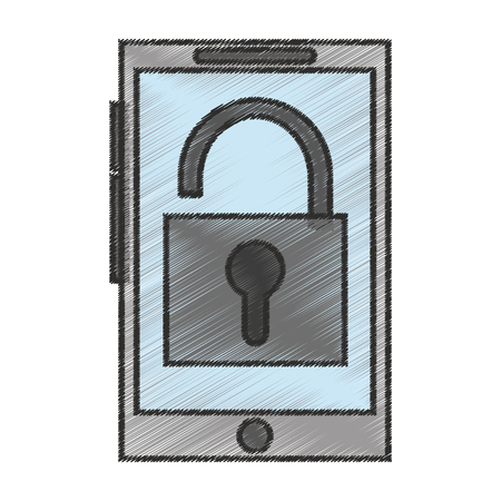 Padlock inside smartphone icon. Security system warning protection and danger theme. Isolated design. Vector illustrationのイラスト素材