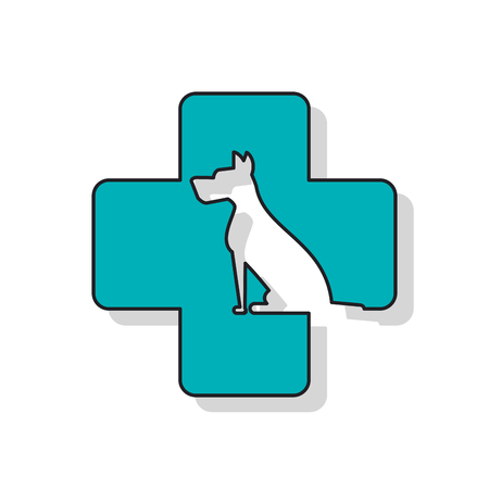 Dog and cross icon. Pet animal domestic and care theme. Isolated design. Vector illustrationのイラスト素材