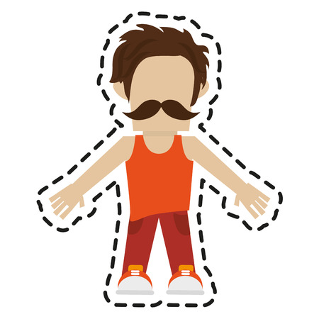 Man icon. Hipster style vintage retro fashion and culture theme. Isolated design. Vector illustrationのイラスト素材
