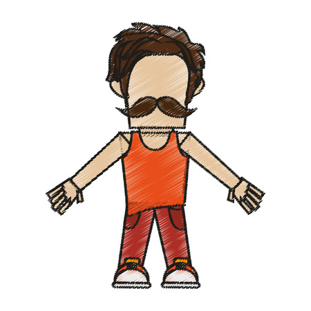 Man icon. Hipster style vintage retro fashion and culture theme. Isolated design. Vector illustrationのイラスト素材