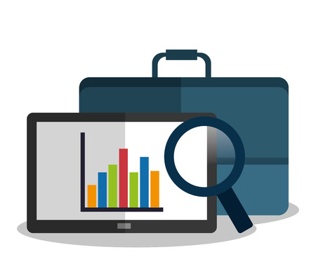 Tablet and lupe icon. Profit money commerce and economy theme. Isolated design. Vector illustrationのイラスト素材