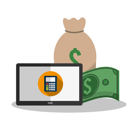 Tablet and bag icon. Profit money commerce and economy theme. Isolated design. Vector illustrationのイラスト素材