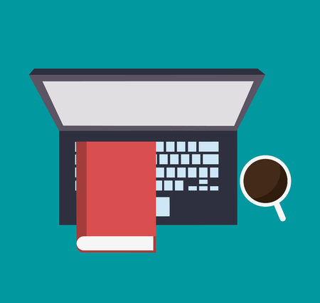 Laptop cup and book icon. Blog network multimedia technology social media and communication theme. Vector illustrationのイラスト素材