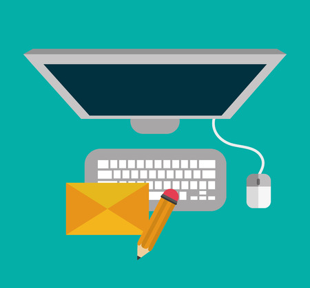 Computer envelope and pencil icon. Blog network multimedia technology social media and communication theme. Vector illustrationのイラスト素材