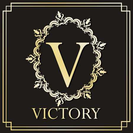 Victory and ornament icon. Exclusive rich glamour and member and decoration theme. Vector illustrationのイラスト素材