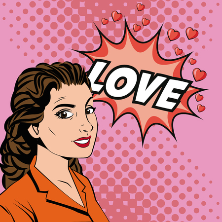 Woman cartoon with bubble icon. Pop art style comic retro and expression theme. Vector illustrationのイラスト素材