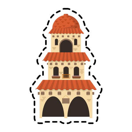 building icon. Mexican culture landmark and latin theme. Isolated design. Vector illustrationのイラスト素材