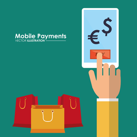 mobile payments hand with smartphone shop money international vector illustrationのイラスト素材