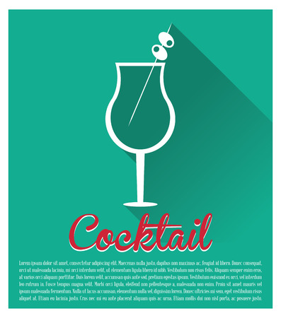 cocktail card glass and olive with shadow vector illustrationのイラスト素材