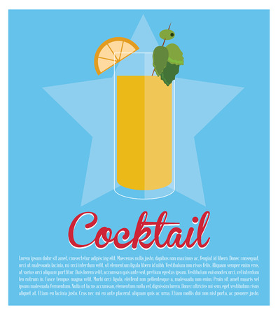 cocktail glass ice olive star background vector illustrationのイラスト素材