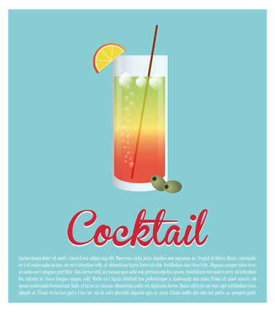 cocktail glass ice olive star background vector illustrationのイラスト素材