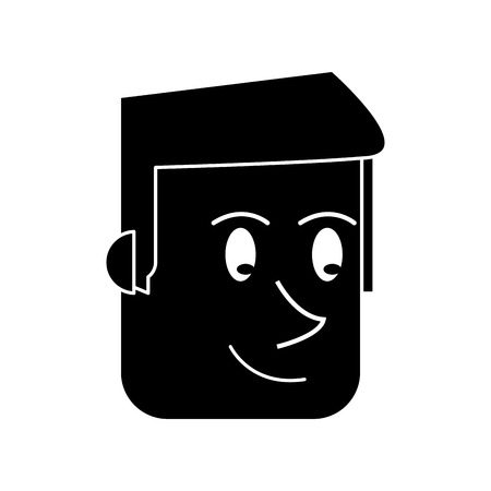 silhouette face man front smiling design vector illustrationのイラスト素材