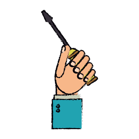 drawing hand holding screwdriver tool repair vector illustrationのイラスト素材