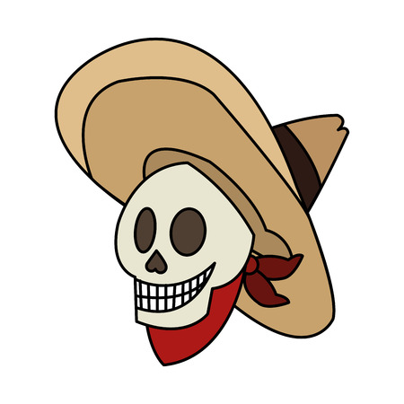 male skull with hat icon. Mexican culture landmark and latin theme. Isolated design. Vector illustrationのイラスト素材