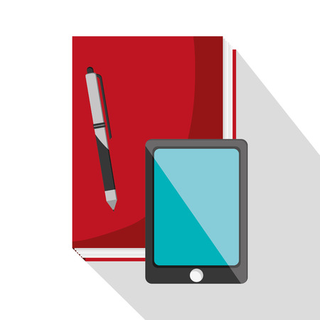 Book and smartphone icon. Worktime office supplies and workforce theme. Colorful design. Vector illustrationのイラスト素材