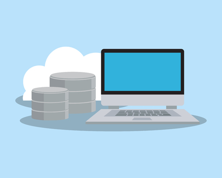 Laptop icon. Security system warning protection and danger theme. Colorful design. Vector illustrationのイラスト素材