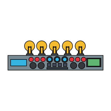 Robot with light bulb icon. Robotic technology machine cyborg and science theme. Isolated design. Vector illustrationのイラスト素材