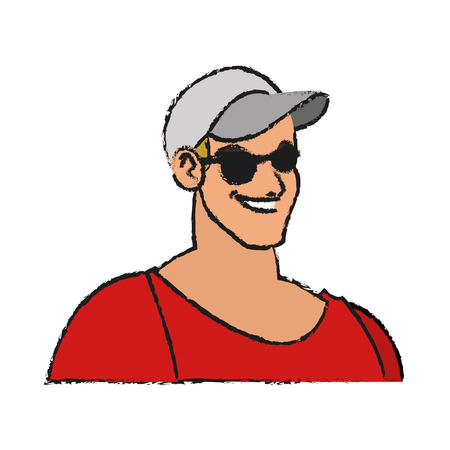 Man cartoon icon. Male avatar person people and human theme. Isolated design. Vector illustrationのイラスト素材