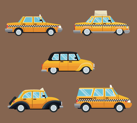 set different taxi car side view vector illustration eps 10のイラスト素材